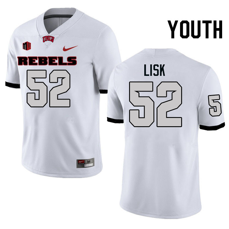 Youth #52 Ben Lisk UNLV Rebels College Football Jerseys Stitched-White